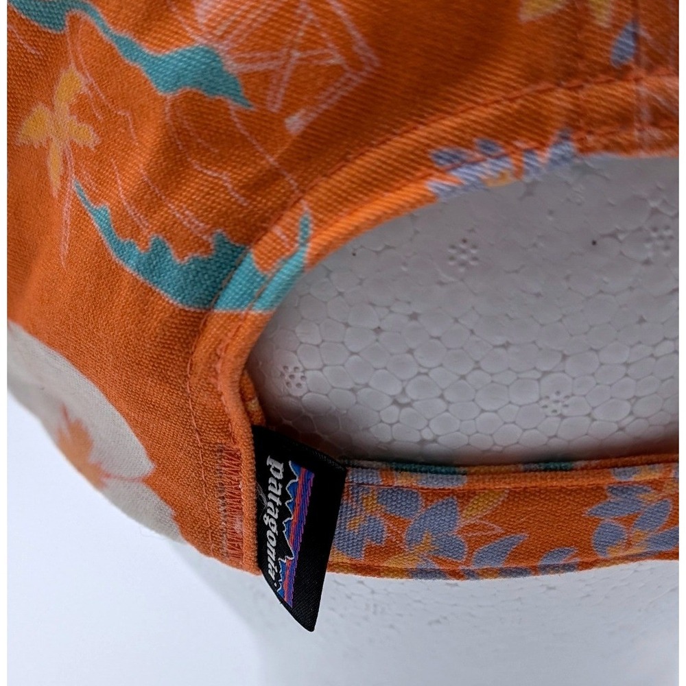 Patagonia Orange Floral Tropical P-6 Label Trad Cap Adjustable Baseball Hat - Picture 4 of 6